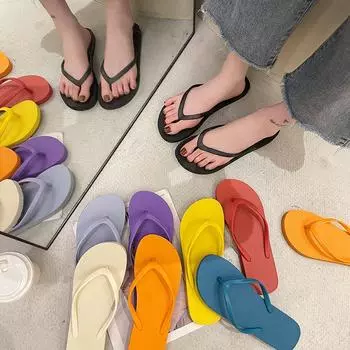Four Season Universal Home and Leisure Flat Bottomed Flip Flops Daily Outdoor Beach Shoes Slippers Women 40 чёрный