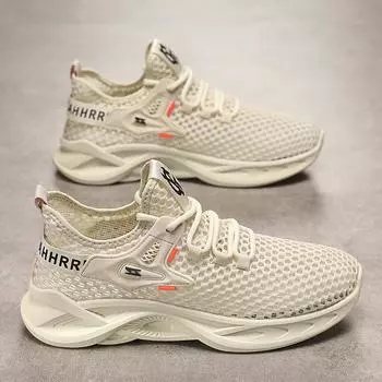 Four seasons can wear comfortable men s breathable casual versatile lace-up fashion trend sports style thick-soled solid color men s shoes 39