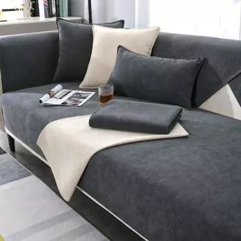 Four Seasons Chenille Sofa Mat Universal Non-Slip Sofas Cover L Shape Sofa Slipcover Chaise Couch Cushion Towel for Living Room A 70x70