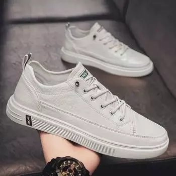 Four Seasons Flat FootWear Anti Slip 2025 Новые мужские кроссовки Белые летние мужские повседневные туфли Модные легкие удобные из искусственной кожи 44 39 бежевый