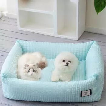 Four Seasons General Kennel Дышащий клетчатый коврик для собак, который можно снять, плюшевый мишка, маленькая собачка и кошка, питомник, товары для сна для домашних животных S: 45 * 35 * 18cm