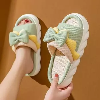 Four Seasons Home Slippers Women s Indoor and Outdoor Home Couples Spring and Autumn Home Thick Bottom Cotton Linen Slippers 36-37