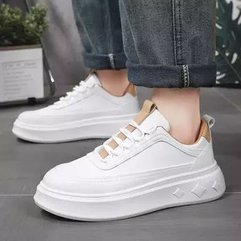 Four Seasons New Lace-up Platform Casual Fashion Korean Edition Personality Trend Street Student Little White Shoes Board Shoes Men Shoes 39