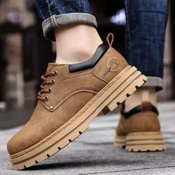 Four Seasons New Teen Trend Rhubarb Boots Lace-up Big Head Shoes Outdoor Fashion Casual Men s Shoes One Shoes 38