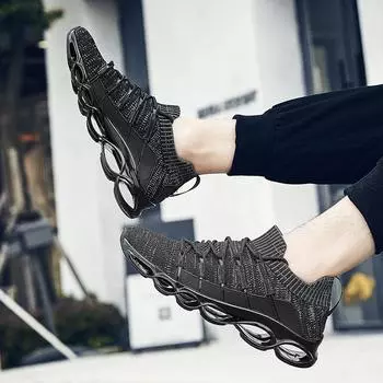 Four Seasons Ultra Light Большие размеры Fly-woven Кроссовки Blade Sole Trend Outdoor Повседневные дышащие кроссовки Daddy Shoes Men 39 красный