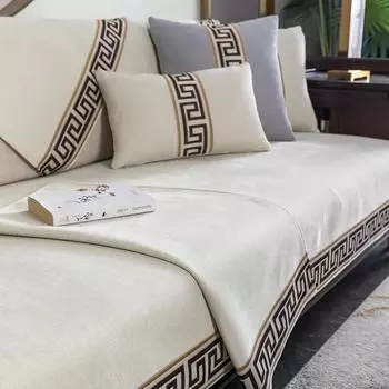 Four Seasons Universal New Chinese Sofa Cushion Chenille Minimalist Anti Slip Seat Cushions Comfortable Breathable Cover Cloth 70x70