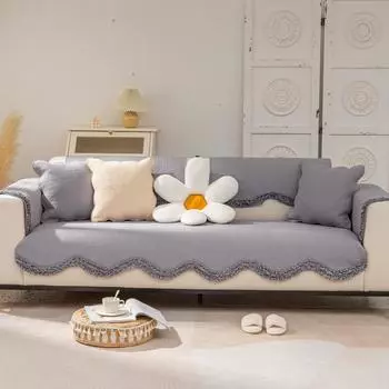 Four Seasons Universal Pure Cotton Korean Style Wavy Sofa Cushion Modern Simple Solid Color Non-Slip Sofa Cushion Towel 70*70