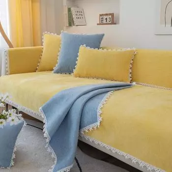 Four Seasons Universal Sofa Cushion Chenille Sofa Cover Cloth Pillow Case Solid Color Lace Sofa Cushion Modern Simple Cushion 70x70