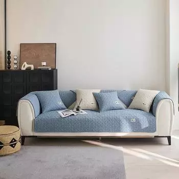 Four Seasons Universal Sofa Towel Striped Simple Yarn-dyed Modern Cotton Living Room Sofa Cushion Backrest Cushion 70x70