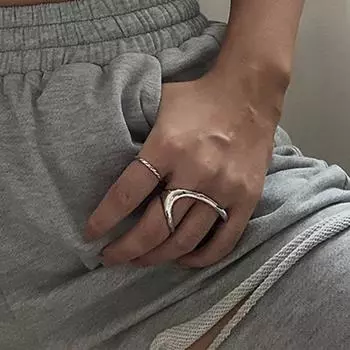 Foxanry INS Fashion 925 Sterling Silver Finger Rings Charm Women Aregular Simple Geometric Birthday Party Jewelry Gifts Resizable