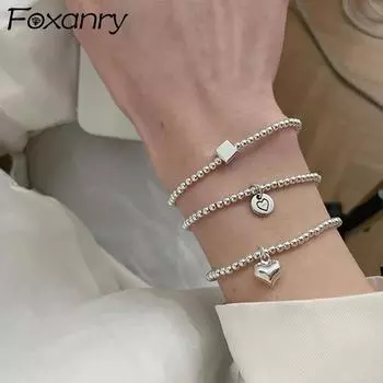 Foxanry INS модные браслеты из бисера с милым смайликом и сердечком, аксессуары, новые модные вечерние украшения