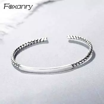Foxanry модные простые геометрические браслеты-манжеты и браслет для пар, вечерние браслеты, ювелирные изделия, регулируемые для женщин 56mm серебряный