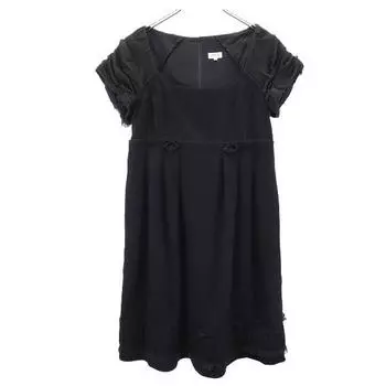 FOXEY Cashmere Blend Short sleeve one piece 40 Black series Back zip Women Used