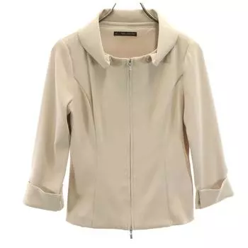 FOXEY NEW YORK made in Japan 7 minutes sleeve Jacket 40 beige stretch Women Used