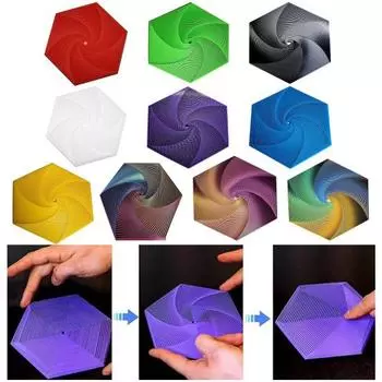 Fractal Fidget Hexagon 3D Printed Anxiness Stress Relief Kids Pocket Size Travel Adults Hexagon Sensory чёрный