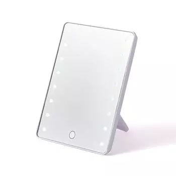 Francfranc Lucio Brightening Mirror S Белое зеркало для актрис со светодиодной подсветкой, плавное затемнение, совместимое с USB, косметическое зеркало, настольное зеркало белый