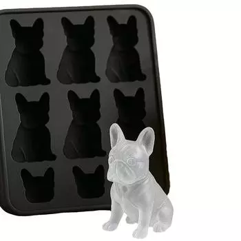 Французская форма для льда, Забавные формы для эскимо 3D в виде животных, Формы с украшением для домашних напитков, Милый оригинальный гибкий ледогенератор в виде собаки, Для любителя, Венчик One Size