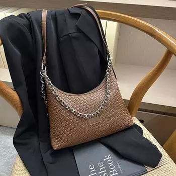 Французская сумка Niche Soft Leather Fabrice Underarm Bag Fashionable Universal Commuter Handbag коричневый