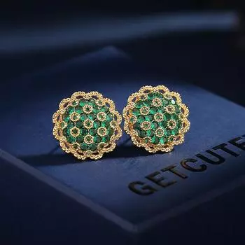 Французские ретро-серьги-гвоздики с маленькими ароматными круглыми полыми цветками из серебра 925 пробы с цирконами и иглами из ниши, модные серьги высокого класса золотой