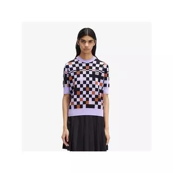 Fred Perry [подлинный] Fred Perry [Эми Уайнхаус] Жаккардовый трикотажный топ Фиолетовый Afpf2438109 X19 qzgAfpf2438109 X19 S