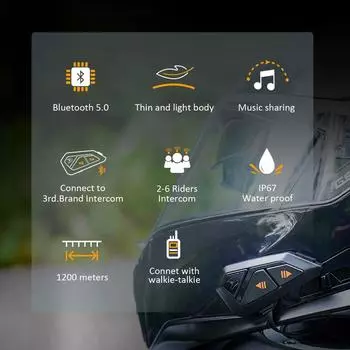 FreedConn Group Motorcycle Intercom Helmet Bluetooth Headsets Music Share FM Radio Handsfree Communicator Up to 12 Riders