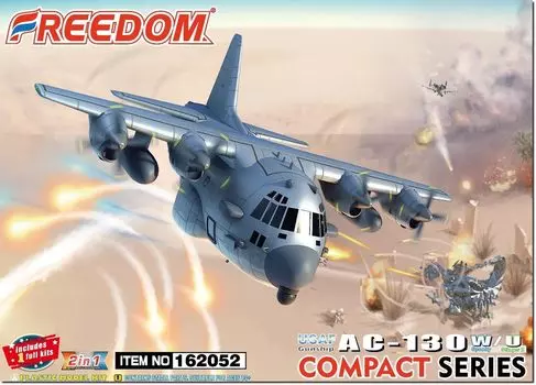 Freedom Model Kit Compact Series America Gunship 2 in 1 Plastic Model FRE162052 AC-130W/U