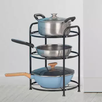 Freestanding Pot And Pan Storage Unit, Heavy Duty Metal Rack for Kitchen Use 3 tier