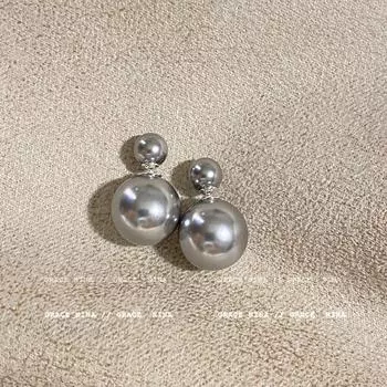 French Double-Sided Pearl Stud Earrings Special-Interest Design Fancy Earrings Light Luxury Temperament Unique Earrings for Women 2023 New Silver pearl stud earrings
