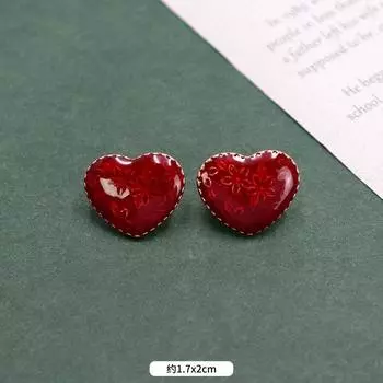 French elegant high-end red stud earrings female western retro court enamel medieval earrings s925 silver needle