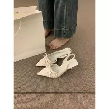 French haute couture bow beautiful leopard print bag head sandals women s summer 2024 new stiletto high heels 35 фиолетовый