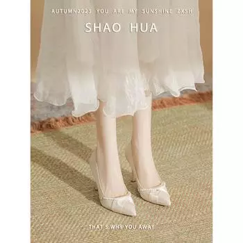 French high heels thin heels new lady temperament single shoes fairy style versatile high sense women s shoes large size 34
