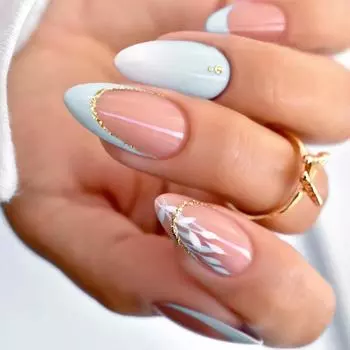 Френч-пресс на ногтях Длинные миндалевидные накладные ниалы Маникюр накладные ногти в салоне