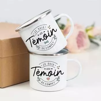 French Printed Enamel Mugs Bachelorette Party Coffee Wine Mug Bridesmaid Best Man Cup Engagement Wedding Gifts for Witness 360ml