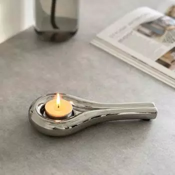 French silver ceramic candlestick ornaments home atmosphere tabletop model room living room bedroom soft decoration light luxury decoration 13213 silver candle holder