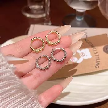 French Vintage Minimalist Geometric Earrings for Women A1894 серебряный