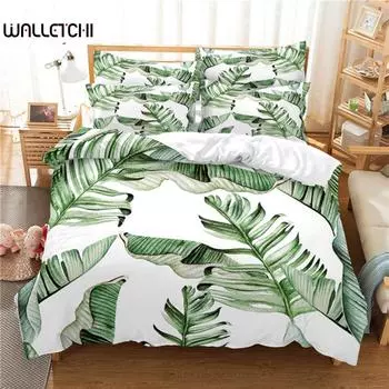 Fresh Leaves Bedding Set, 3Pcs Duvet Cover Set, Soft Comfortable Breathable Duvet Cover, For Bedroom Guest Room Decor EU single(135x200cm)