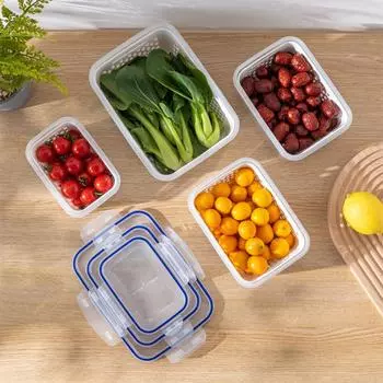 Fridge Fruit Vegetable Storage Box Kitchen Hollow Drain Organizer Refrigerator Containers Organizers with Lid Medium
