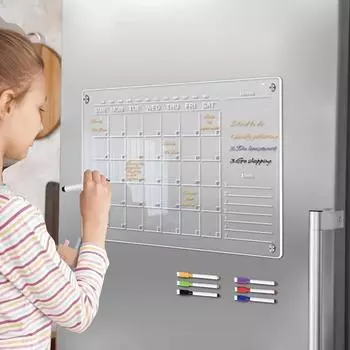Fridge Magnet Sticker Reusable Clear Acrylic Message Board Dry Erase Sticker Board Magnetic Calendar Fridge Message Menu Gadgets