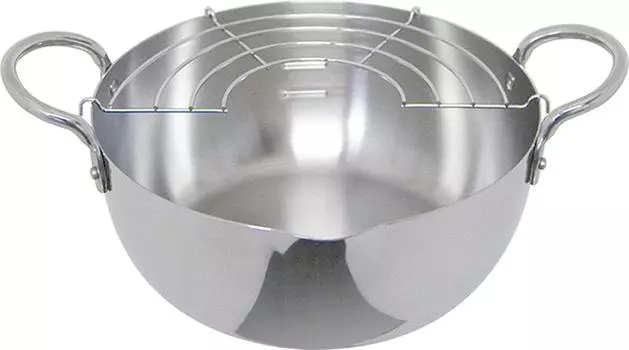Фритюрница Urushiyama Metal Industry с решеткой 20 см. Нержавеющая сталь, сохраняющая тепло для хрустящей жарки. Подходит для жарки во фритюре. Нержавеющая сталь. Сделано в Японии. SG серебряный