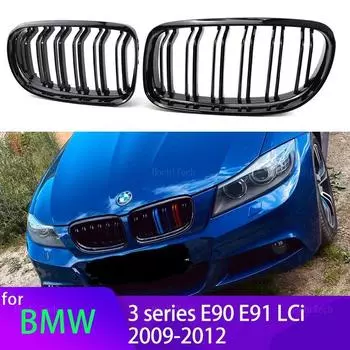 Front Kidney Grille for BMW E90 E91 LCI 3 Series Sedan Wagon 2009-2012 Car Replacement Racing Grille Gloss Black All Black