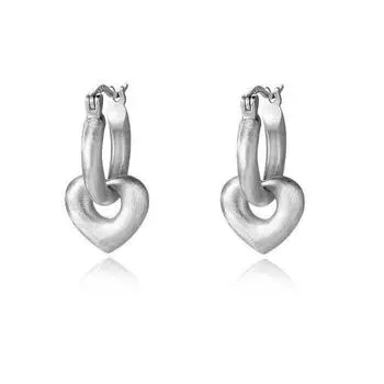 Frosted Matte Love Ear Buckle Personalized Millennium Spice Girl A Two-Wear Earring Simple Atmosphere Hollow Heart Earrings copper