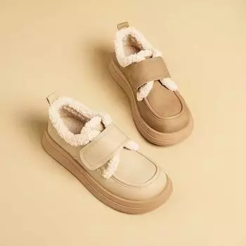 Frosted soft leather fluff and fleece 2024 winter new explosion snow boots cotton shoes women wear non-slip versatile 35