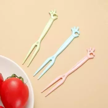 Набор вилок для фруктов Fruit Signature Одноразовые пластиковые вилки с двумя зубцами для домашнего употребления фруктов, торта, десерта, вилки для десерта, маленькие вилки 50pcs синий