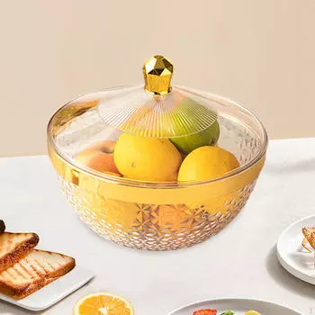Фруктовница с крышкой и держателем для овощей, прозрачная, креативная корзина для столовой Square S