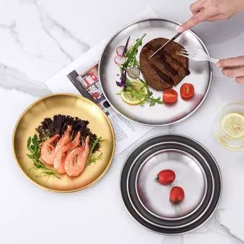 Фрукты, мясо, торт, десерт, золото, серебро, кость, плевательница, металлический обеденный диск, круглая тарелка, мелкий поднос