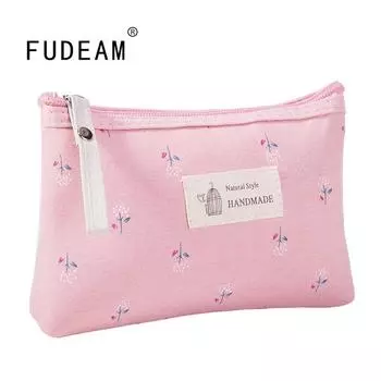 FUDEAM Цветочный принт Холщовая женская косметичка туалетные принадлежности Органайзер на молнии Дорожная косметичка Женская косметичка