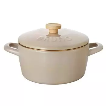 Эмалированная двухручная кастрюля Fuji 20 см BHK280 серо-бежевая [Bruno] [6760926]