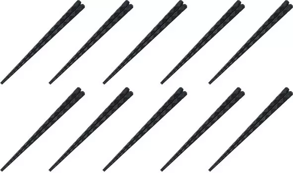 Fukui Craft Chopsticks SPS Resin Chopsticks Made in Japan Dishwasher Safe Turtle Shell Itto Carved Chopsticks Black Made in Japan [Commercial Set]