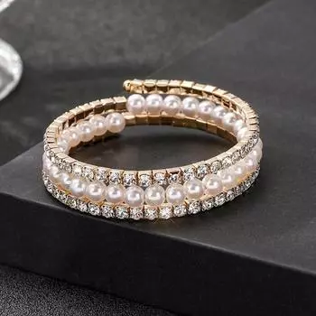 Full Rhinestone Hand Wrist Bracel Multi Layer Imitation Pearl Bracelets Crystal Bracelet Women s H