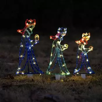 Fun 3 Kings Outdoor Christmas Ornament Rope Holiday Party Christmas Outdoor Garden Glowing Decorative
